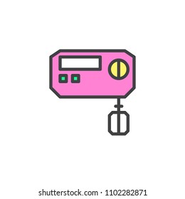 Kitchen mixer filled outline icon, line vector sign, linear colorful pictogram isolated on white. Electric handle mixer symbol, logo illustration. Pixel perfect vector graphics