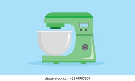 Kitchen mixer. Flat style vector illustration on light blue background.