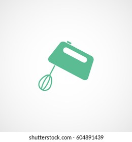 Kitchen Mixer Green Flat Icon On White Background