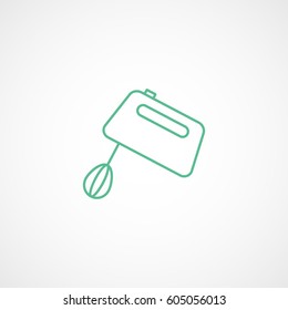 Kitchen Mixer Green Line Icon On White Background