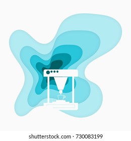 kitchen mixer icon Paper folding art origami style Vector illustration
