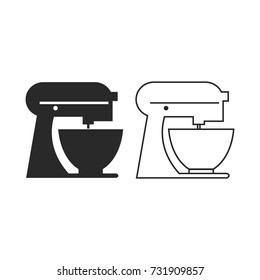 Kitchen Mixer Icon Vector. Silhouette And Outline Vector Design