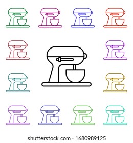 Kitchen mixer multi color style icon. Simple thin line, outline vector of technology icons for ui and ux, website or mobile application