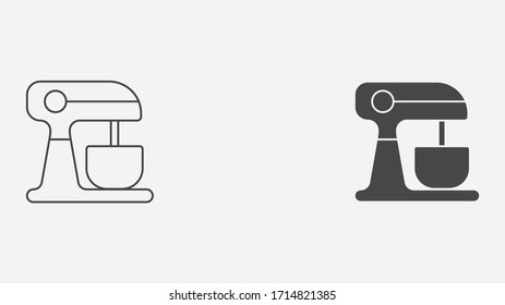 Kitchen mixer outline and filled vector icon sign symbol