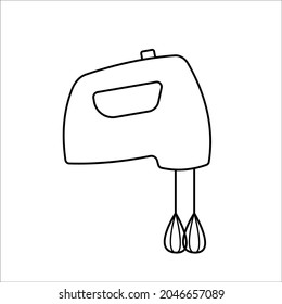 Kitchen mixer in outline style isolated on white background. Kitchen tool icon