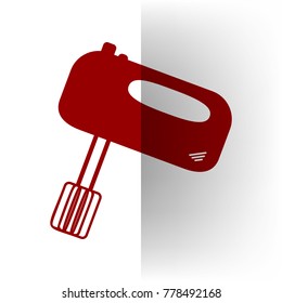Kitchen mixer sign. Vector. Bordo icon on white bending paper background.