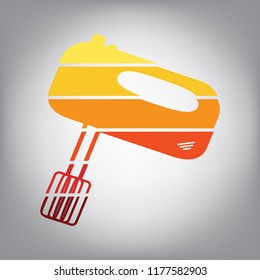 Kitchen mixer sign. Vector. Horizontally sliced icon with colors from sunny gradient in gray background.