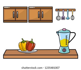 kitchen with mixer and vegetables design