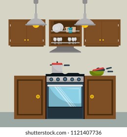 kitchen modern scene icons