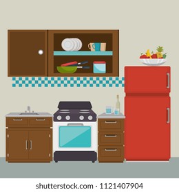 kitchen modern scene icons