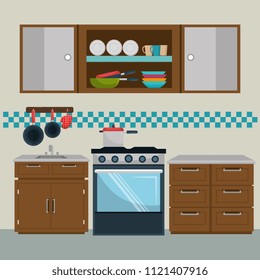 kitchen modern scene icons