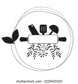 Kitchen Monogram icon vector set. Kitchen Split Frame illustration. Cooking symbol or logo.