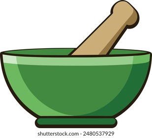 kitchen mortar and pestle illustration, traditional cooking mortar and pestle