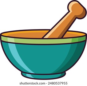 kitchen mortar and pestle illustration, traditional cooking mortar and pestle