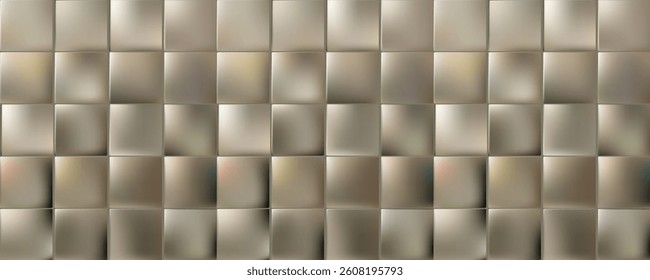Kitchen Mosaic Tiles, Bathroom Metal Tile Seamless Pattern, Kitchen Wall Decoration Texture Background, Colorful Interior Mockup, Vector Illustration