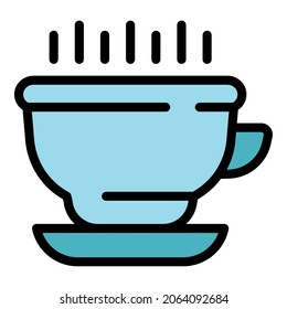 Kitchen mug icon. Outline kitchen mug vector icon color flat isolated