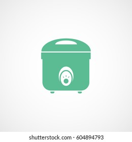 Kitchen Multi Cooker Green Flat Icon On White Background