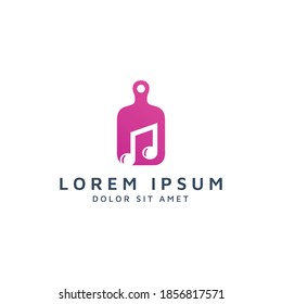 diseño del logotipo del espacio negativo de cocina y música