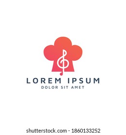 diseño del logotipo del espacio negativo de cocina y música