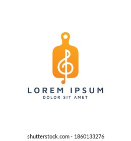 kitchen and music negative space logo design
