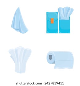 Kitchen napkin icons set cartoon vector. Paper towel and napkin. Hygiene concept