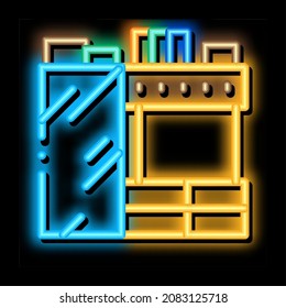 Kitchen neon light sign vector. Glowing bright icon Kitchen sign. transparent symbol illustration