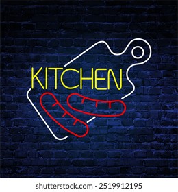 Kitchen neon, Kitchen, signboard, light, cafe, fast food