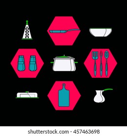 Kitchen objects and accessories icons