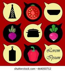 Kitchen objects and accessories icons