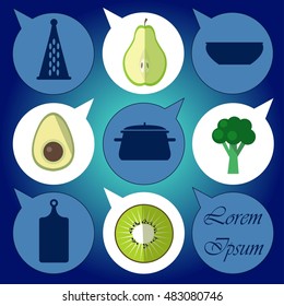 Kitchen objects and accessories icons