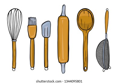 kitchen objects for cooking isolated on white background