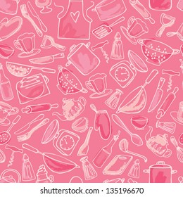 Kitchen objects seamless background