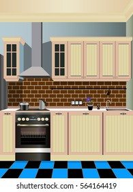 Kitchen old design ,kitchen icon,interior room, symbol furniture, kitchen illustration