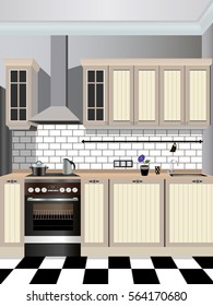 Kitchen old design ,kitchen icon,interior room, symbol furniture, kitchen illustration