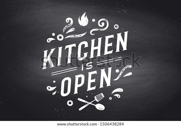 Kitchen Open Wall Decor Poster Sign Stock Vector Royalty Free