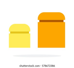 Kitchen Orange big banks and small yellow bank for storage vector flat material design isolated on white