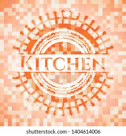 Kitchen orange mosaic emblem. Vector Illustration. Detailed.
