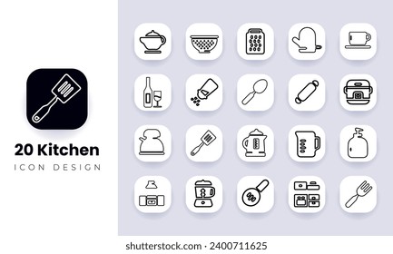 kitchen out line icon bundle