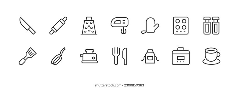 kitchen outline icon collection. Thin line simple elements for web and app. Premium pack