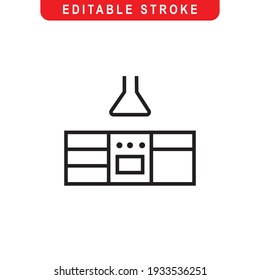 Kitchen Outline Icon. Kitchen Line Art Logo. Vector Illustration. Isolated on White Background. Editable Stroke