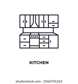 kitchen outline icon. Linear vector from kitchen concept. Thin line kitchen icon isolated on white background