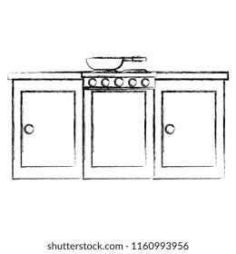 kitchen oven with drawers and pan