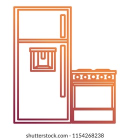 kitchen oven with fridge