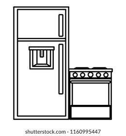 kitchen oven with fridge