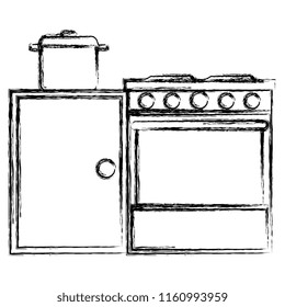 kitchen oven with pot and drawer