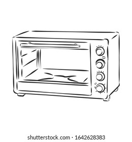 kitchen oven, vector sketch illustration 