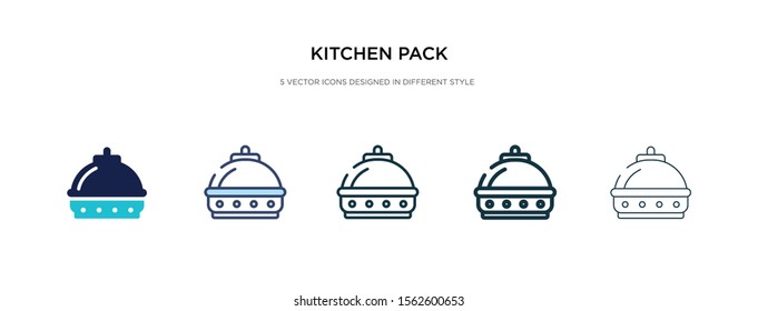 kitchen pack icon in different style vector illustration. two colored and black kitchen pack vector icons designed in filled, outline, line and stroke style can be used for web, mobile, ui