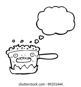 kitchen pan cartoon character boiling over