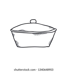kitchen pan doodle icon