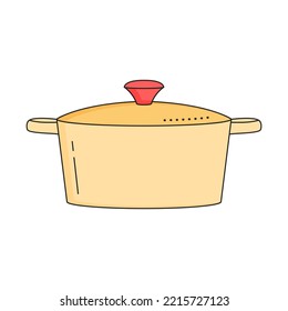 Kitchen pan. Hand drawn silhouette of kitchenware element. Cooking tool item isolated on white. Doodle style.